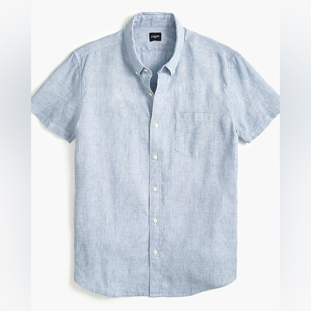 NWT / J.crew Factory Short-sleeve slim linen-blend shirt /B004 - Picture 2 of 7